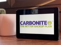 November 2019 Parma, Italy: Carbonite company logo icon on tablet screen close-up. Carbonite visual brand