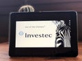 November 2019 Parma, Italy: Investec company logo icon on tablet screen close-up. Investec brand