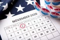 November 2020 presidential election date on calendar concept Royalty Free Stock Photo