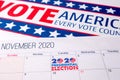 November 2020 presidential election text on calendar concept. Royalty Free Stock Photo