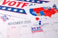 November 2020 presidential election text on calendar concept. Royalty Free Stock Photo