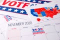 November 2020 presidential election text on calendar concept.