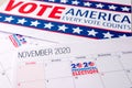 November 2020 presidential election text on calendar concept Royalty Free Stock Photo