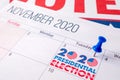 November 2020 presidential election text on calendar concept.