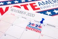 November 2020 presidential election text on calendar concept. Royalty Free Stock Photo