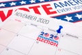 November 2020 presidential election text on calendar concept. Royalty Free Stock Photo