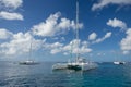 5 November 2015, Punta Cana, Dominican Republic: Catamaran Discovery 3 parked in the Caribbean Sea the coast of Punta Cana.