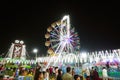 10 november 2022, Raipur, chhattisgarh Full view shot of Giant ferris wheel with Beautiful lighting in An Exhibition indian Fair