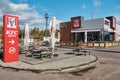 November 10, 2020 Russia, Voronezh region, M4 highway, KFC Kentucky Fried Chicken restaurant exterior. No people