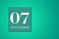 November 7 is the seventh day of the month calendar date, white tsyfra on a green background