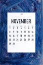 November 2020 simple calendar on trendy classic blue color Royalty Free Stock Photo