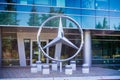 Mercedes emblem in front of their offices in south San Francisco bay Royalty Free Stock Photo