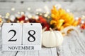 November 28th Calendar Blocks with Autumn Decorations