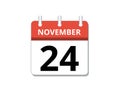 November, 24th calendar icon vector, concept of schedule, business and tasks