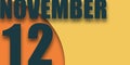 november 12th. Day 12 of month,illustration of date inscription on orange and blue background autumn month, day of the