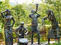 November 9th 2018. Dehradun City Uttarakhand India. Bronze Statues of people depicting local music and dances at Malsi City zoo