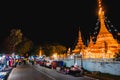 2019 November 22th, Mae Hong Son, Thailand. - Scene of night market around Wat Chong Kham