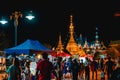 2019 November 22th, Mae Hong Son, Thailand. - Scene of night market around Wat Chong Kham