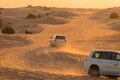 11 November 2021, UAE, Dubai: Desert Safari along the sand dunes in Dubai or Abu Dhabi, UAE - traditional entertainment for Royalty Free Stock Photo