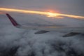 Travelling with Wizzair. Beatiful colorful sunset