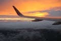 Travelling with Wizzair. Beatiful colorful sunset