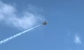 23 November 2018: US fighter plane flying upside down at the Air Show, Salinas CA. Royalty Free Stock Photo