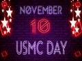 10 November, USMC Day, Neon Text Effect on Bricks Background