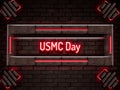 November, USMC Day, Neon Text Effect on bricks Background