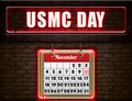 10 November, USMC Day, Neon Text Effect on Bricks Background