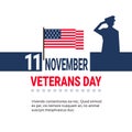 11 November Veteran Day Banner Design On White Background With Us Military Forces Soldier And Copy Space