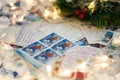 06 November 2018 Voronezh, Russia. Pile of written Christmas postcards with holiday greetings. Royalty Free Stock Photo