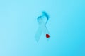 November World Diabetes day Awareness month, light Blue Ribbon with red blood drop for supporting people living, prevention and