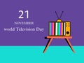 21 november, world television day concert digital 2D art with space, violet and light blue colour