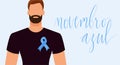 Novembro Azul translation Blue November for men health issues awareness. Vector banner template.