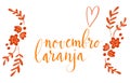 Novembro Laranja translation from portuguese November Orange, Brazil campaign for tinnitus awareness. Hand drawn flowers