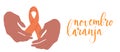 Novembro Laranja translation from portuguese November Orange, Brazil campaign for tinnitus awareness. Human hands
