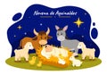 Novena De Aguinaldos Vector Illustration with Holiday Tradition for Families to Get Together at Christmas in Flat Cartoon