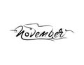 Novermber Lettering Text on white background in vector illustration