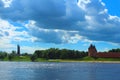 The Novgorod Kremlin Detinets and The Volkhov river. Russia, Veliky Novgorod. Royalty Free Stock Photo