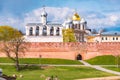 Novgorod kremlin wall and church in Russia