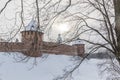 Russia, Veliky Novgorod, February 25, 2018: The Novgorod Kremlin in winter