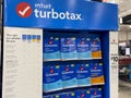A shelf in a store with TurboTax packages.