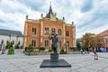 Novi Sad city center. Square in front of the Bishop`s palace serbian: Vladicanski dvor and Mon