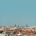 Novi Sad city skyline with large portion of blue sky as copy space