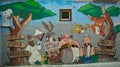 NOVI SAD, SERBIA - August 21st 2018- graffiti on wall in school with various cartoon characters