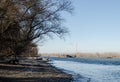 Novi Sad, Serbia - December 08. 2020: Anchored tankers on the Danube River in Petrovaradin, Novi Sad, Serbia Royalty Free Stock Photo