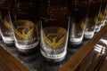 Grimbergen Blanche logo on a wheat beer bottle of their production.