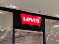 Novi Sad, Serbia - January 28, 2023: Brand logo sign of Levi store in Promenada shopping mall in Novi Sad, Serbia