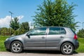 Silver car Volkswagen VW Golf 5 2.0 TDI Diesel parked on the street Royalty Free Stock Photo
