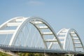 Novi Sad, Serbia - July 17. 2019: Zezelj bridge on river Danube in Novi Sad Serbia